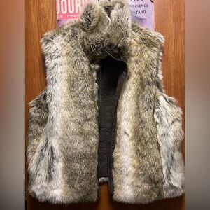 Weatherproof Faux Fur Vest in Brown and Gray